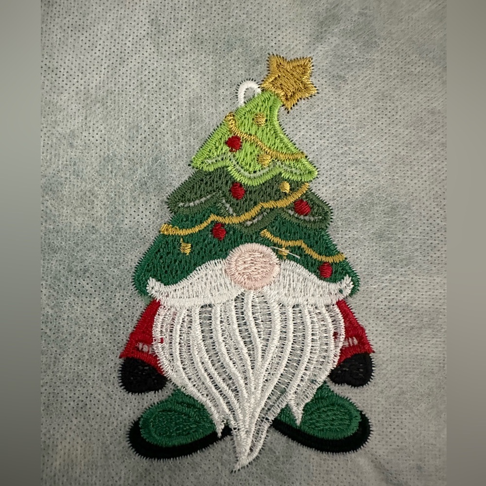 Embroidered Freestanding Lace Gnome Christmas Tree Ornament - Picture 2 of 2
